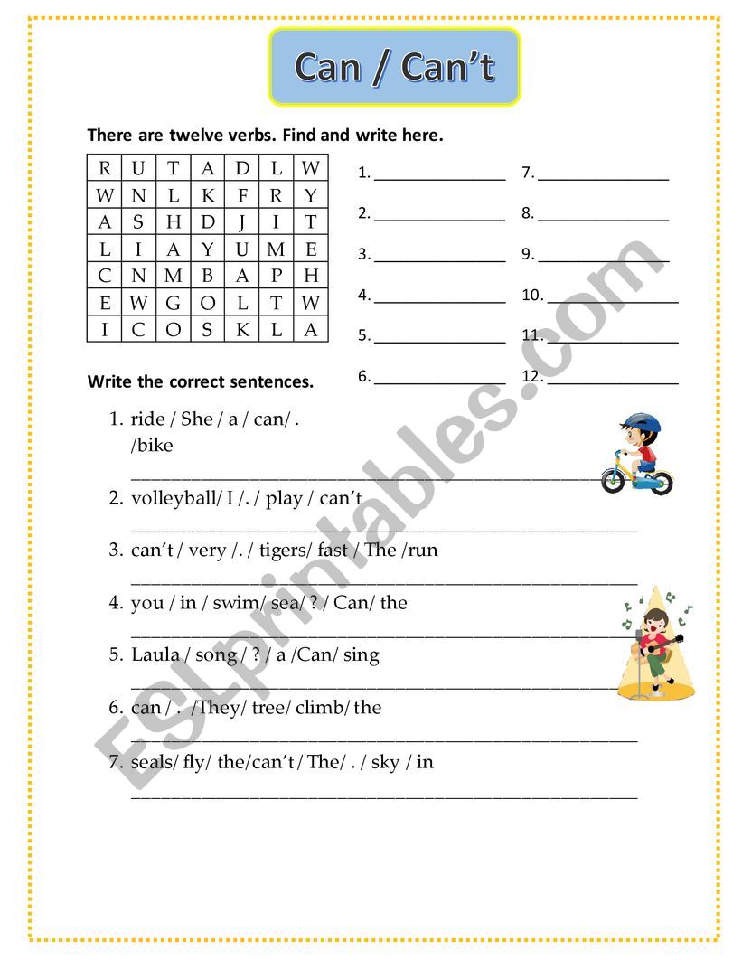 can/cant ability worksheet