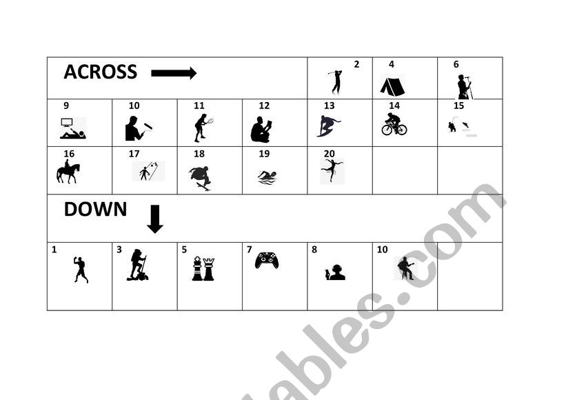 VERBS- ING CROSSWORD worksheet