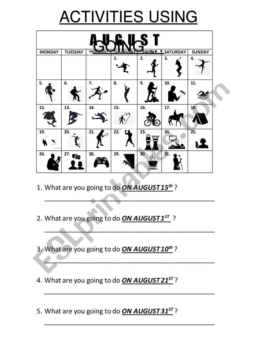 QUESTIONS USING GOING worksheet