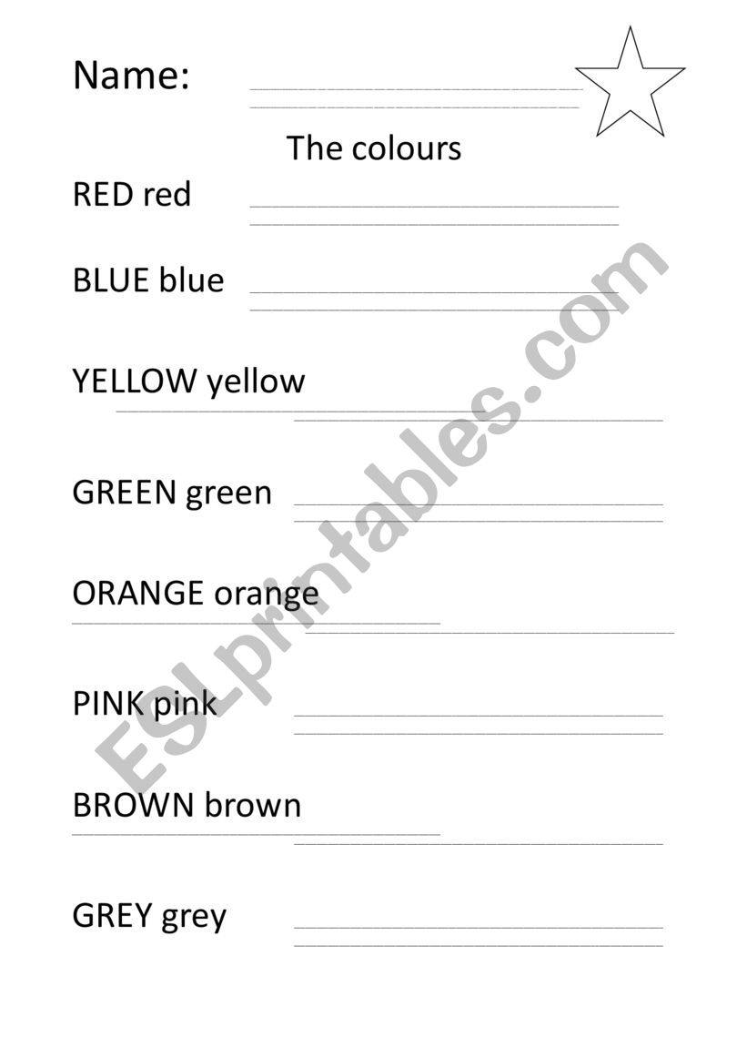 COLOURS_CAPITAL LETTERS_TRACE worksheet