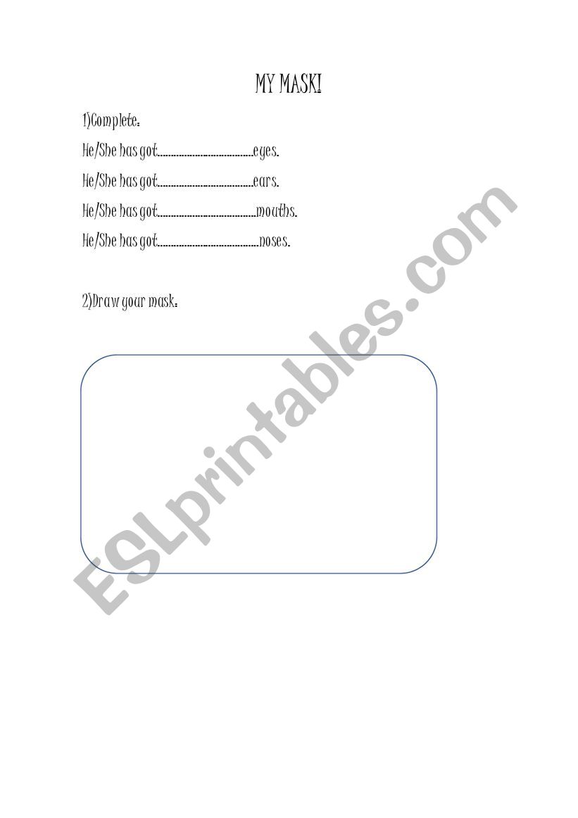 mask worksheet