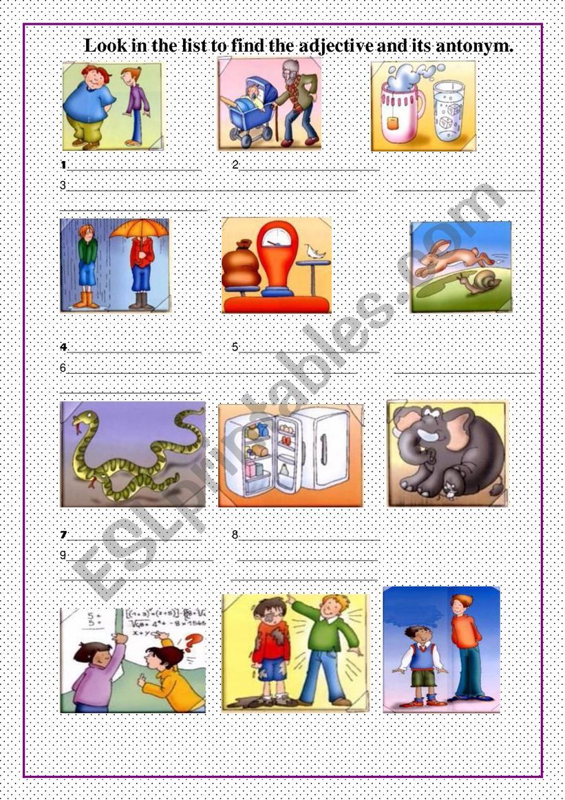 Synonyms and antomyms worksheet