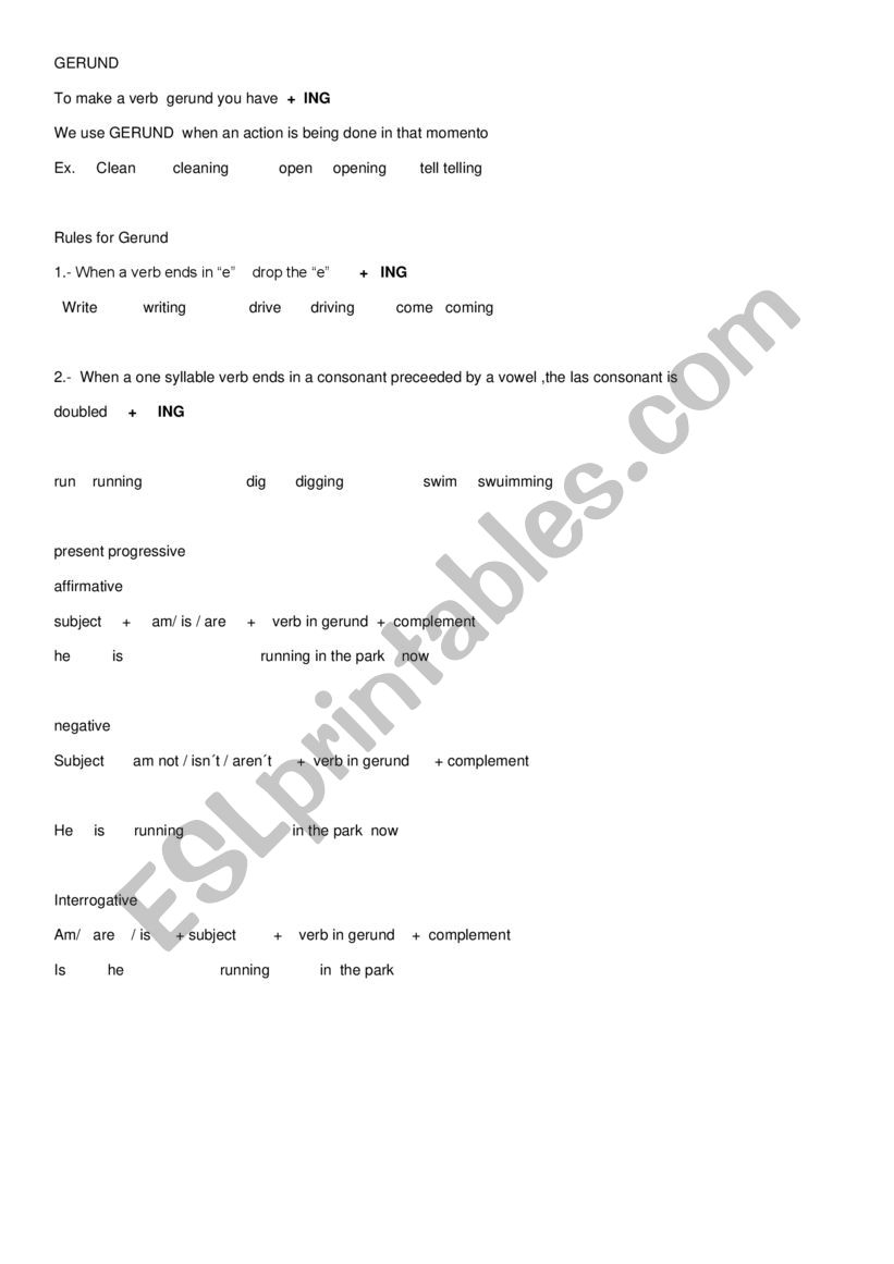 gerunds worksheet