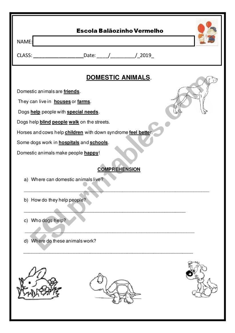 domestic animals worksheet esl worksheet by shimeny