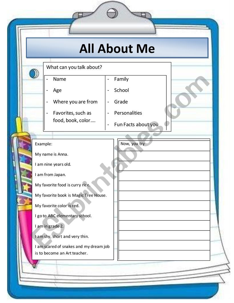 all about me - ESL worksheet by amui