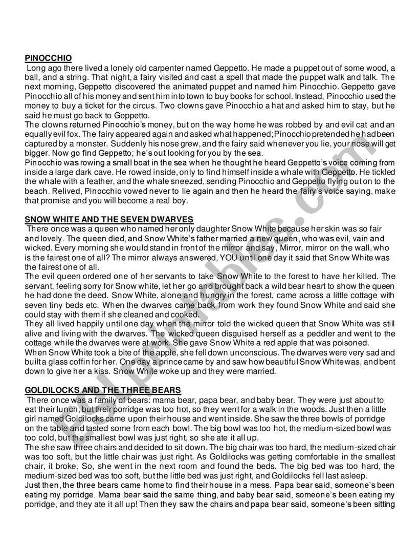 FAIRY TALE worksheet