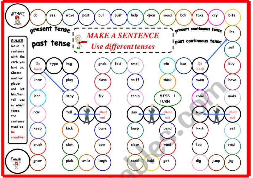 game board of making sentences 