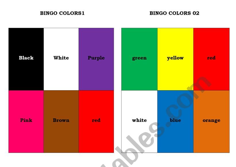 Bingo - Colors worksheet