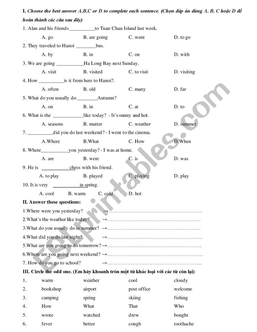 exercise - ESL worksheet by linh phuong2019