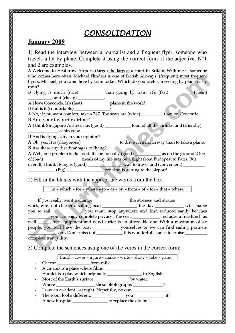 consolidation worksheet