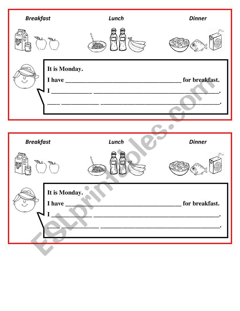 meals worksheet