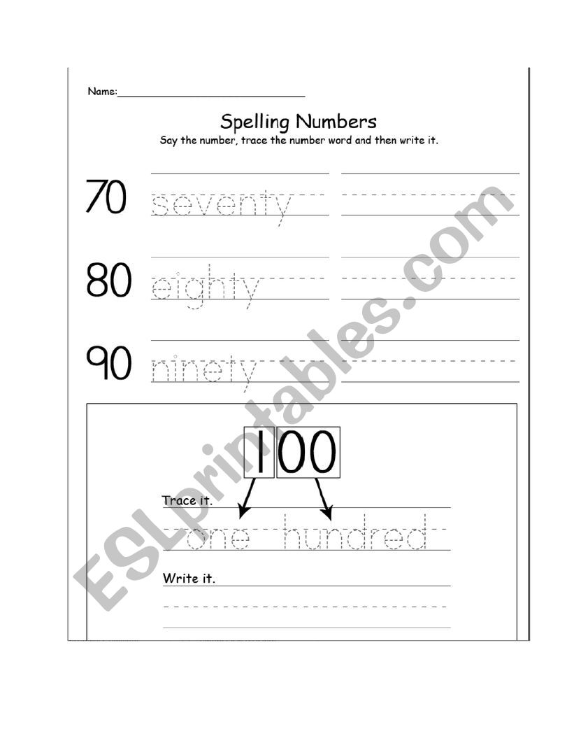 Tracing and writing the numbers