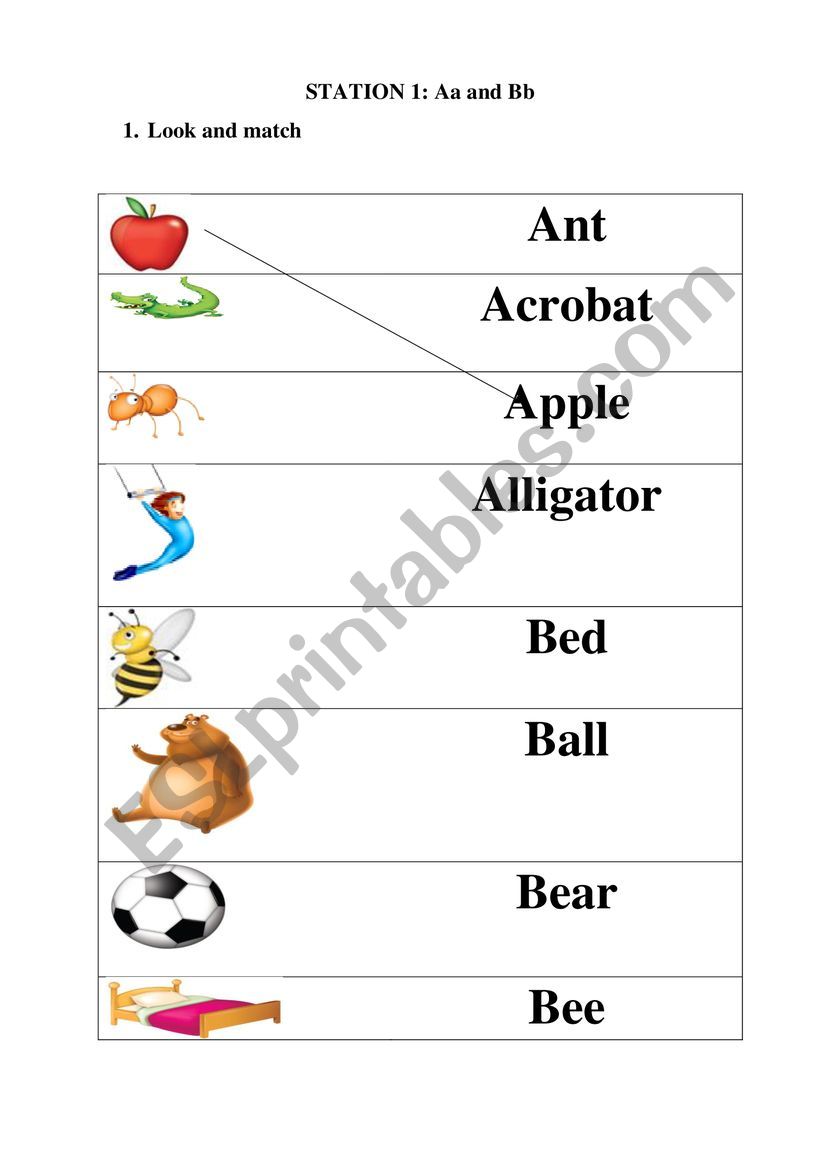 Phonics Aa Bb worksheet