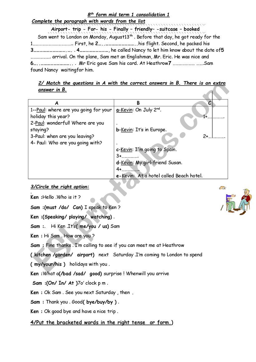 8th form consolidation 1 worksheet