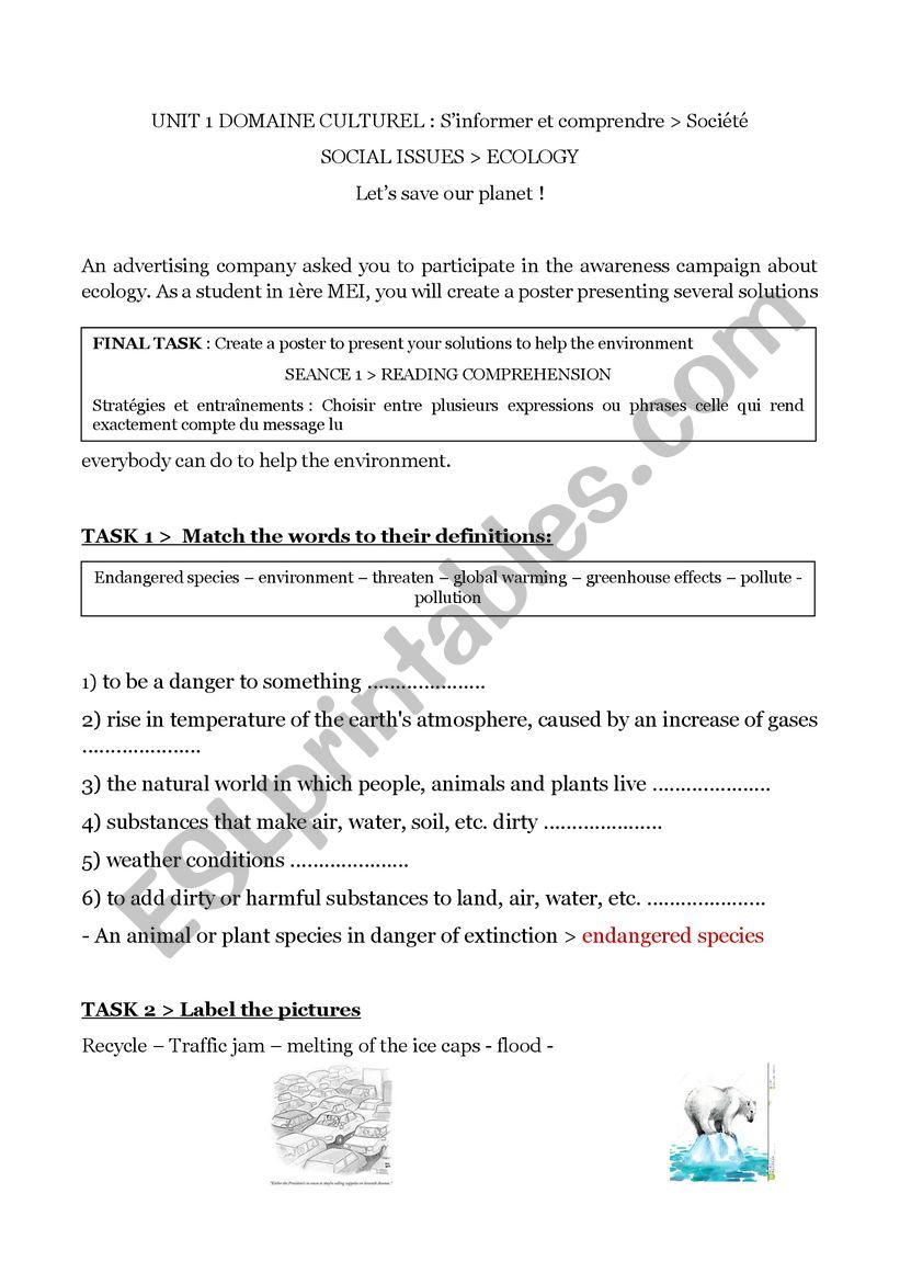 Lets save our planet worksheet