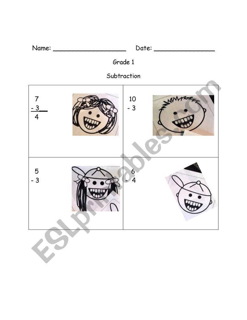 Loose Tooth Subtraction worksheet