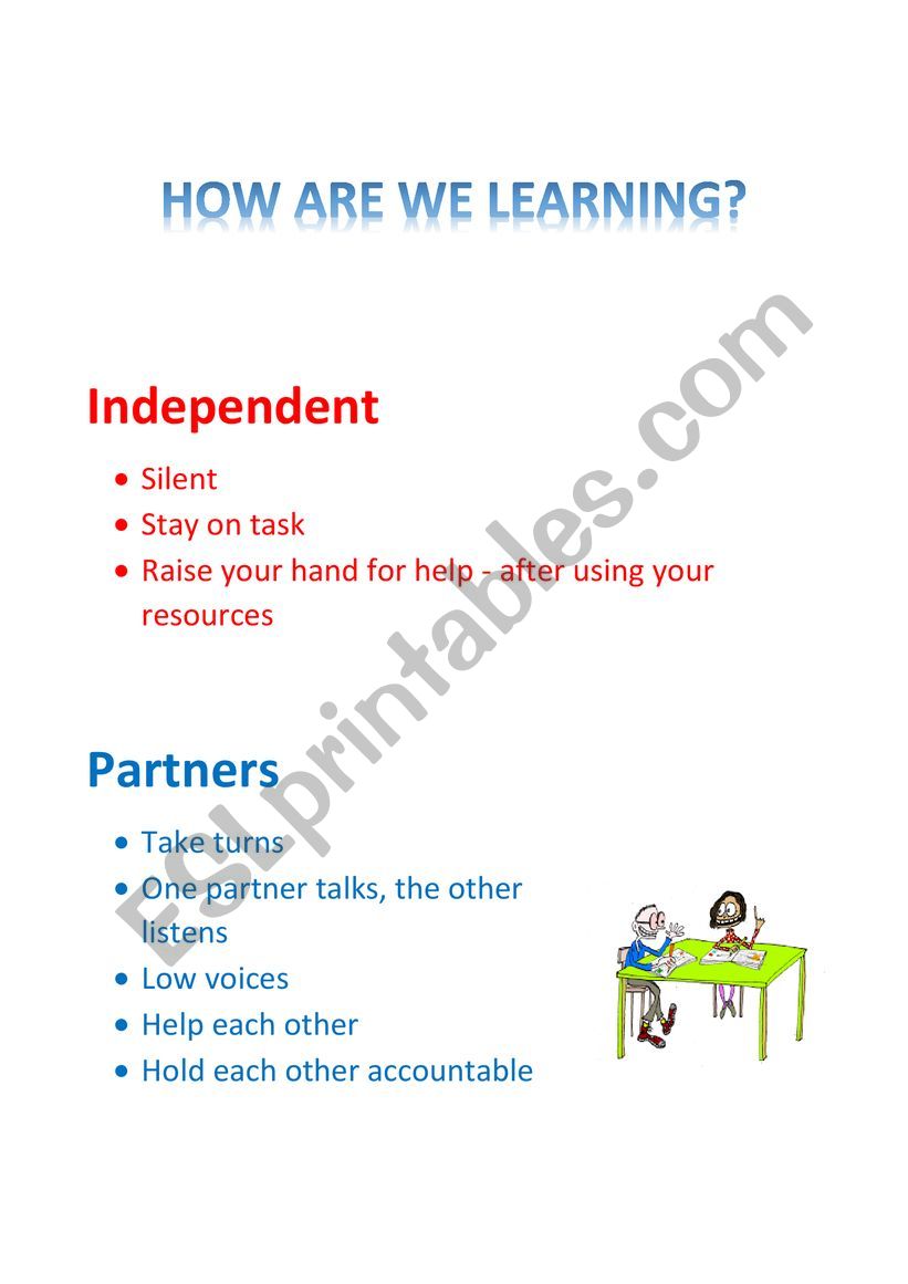 How are we learning? worksheet