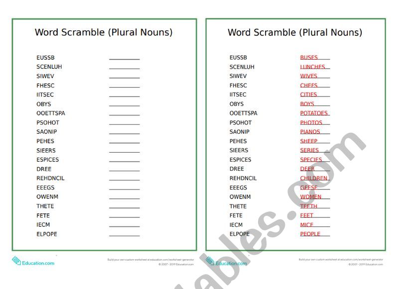 Scrambled Words - ESL worksheet by yelease