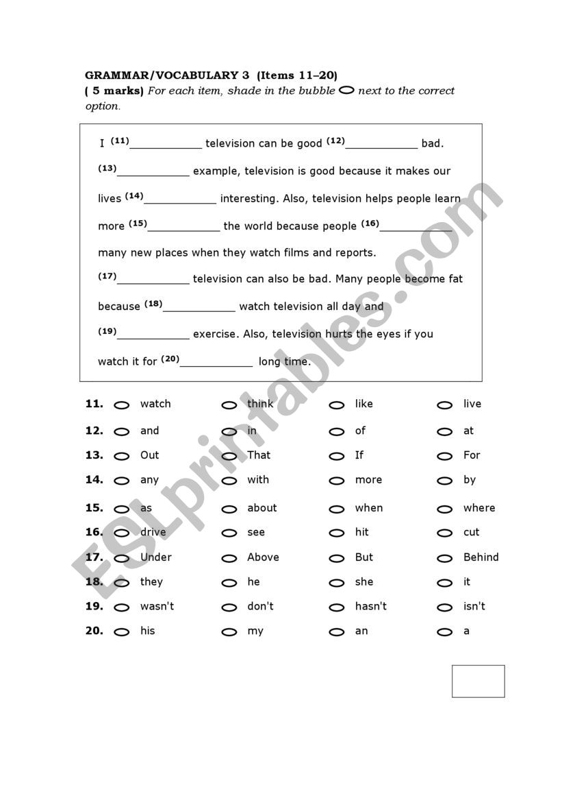 grammar exercise worksheet