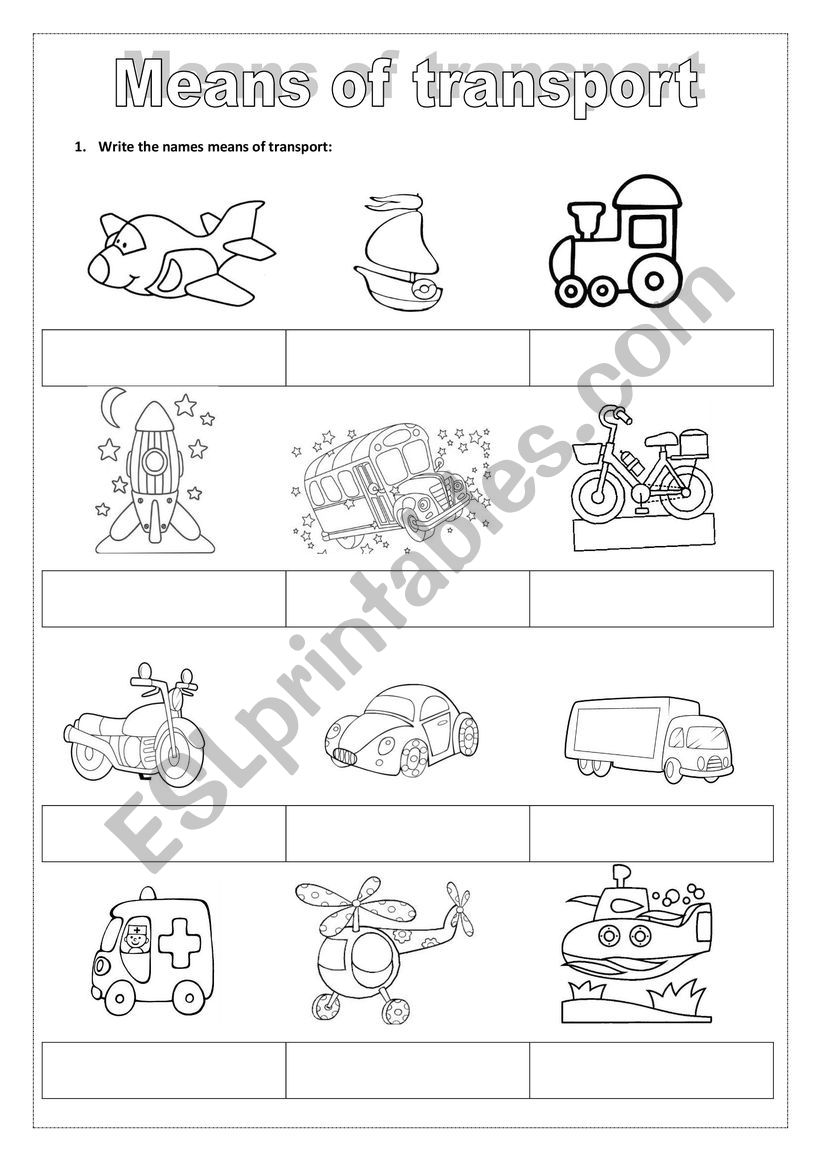 Means of transport worksheet