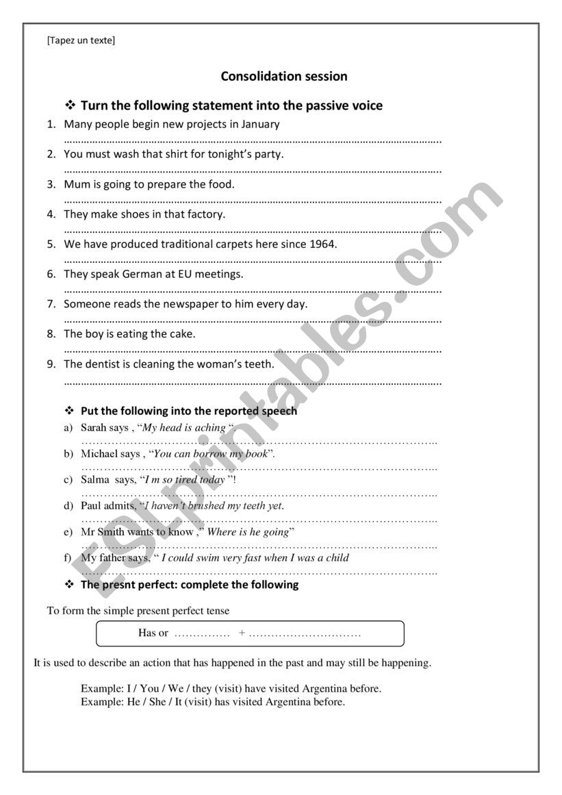 consolidation worksheet