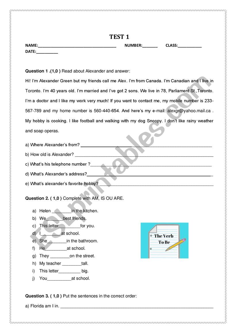 test  worksheet