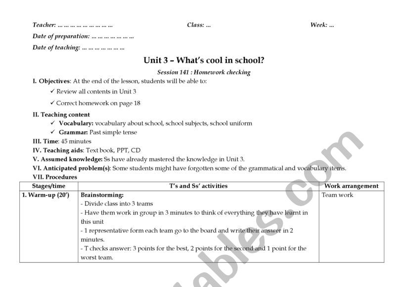 LESSON PLAN worksheet