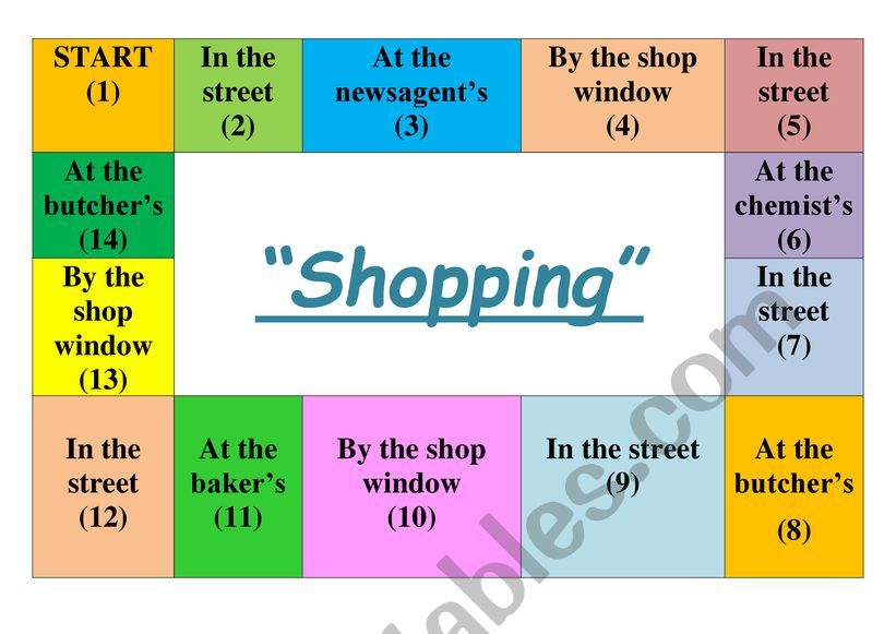 Shopping worksheet