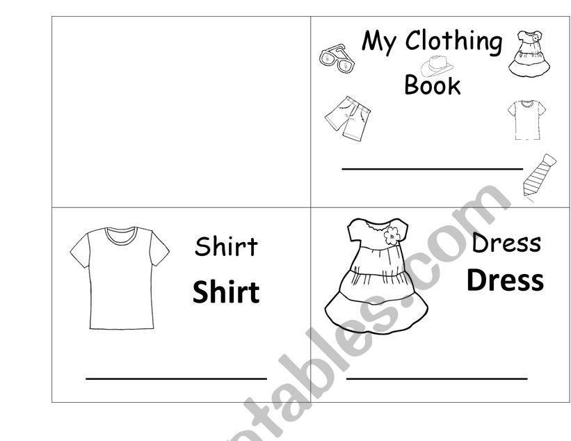 Clothing book worksheet