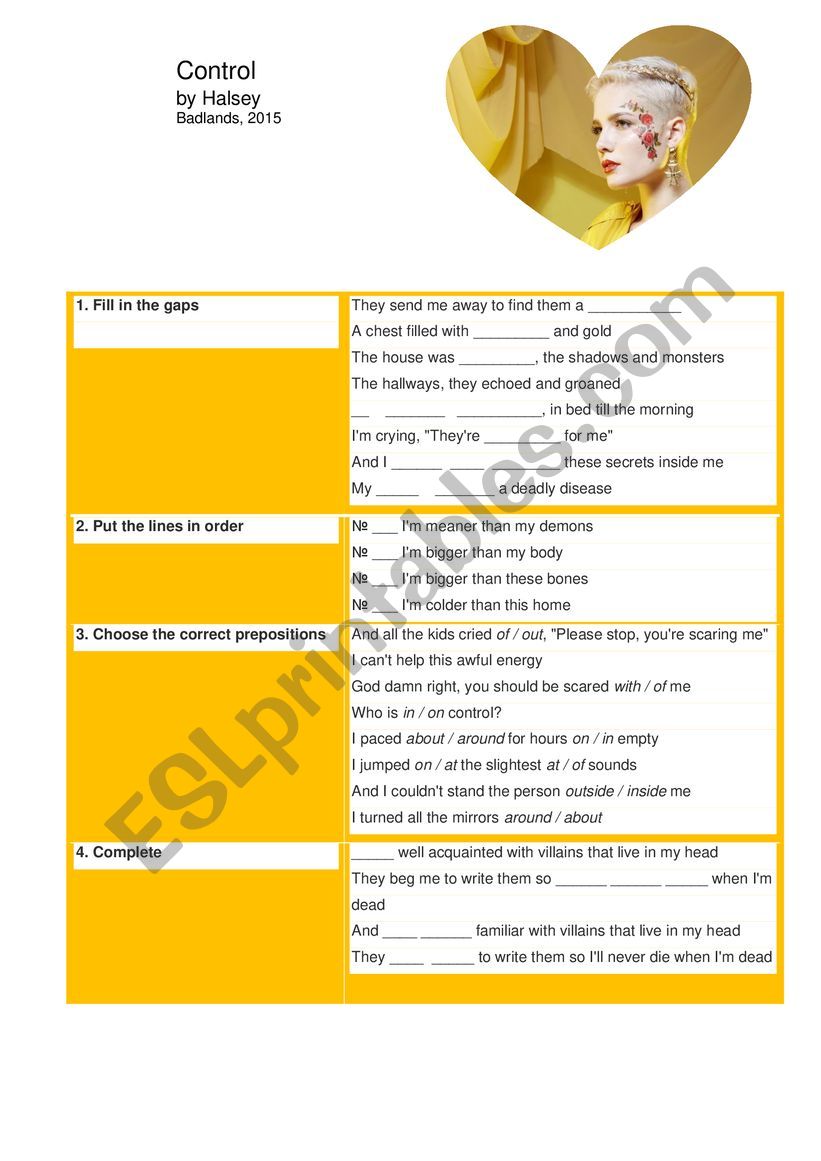 Control by Halsey worksheet