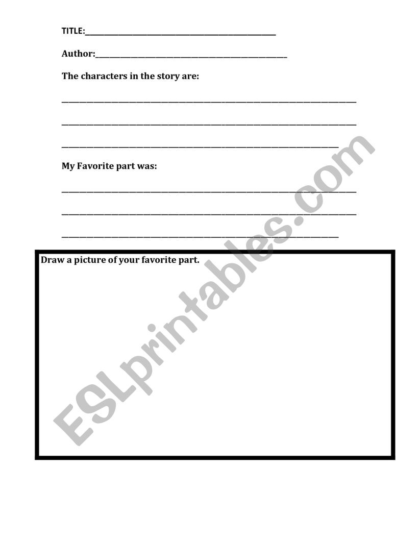 Book Summary worksheet