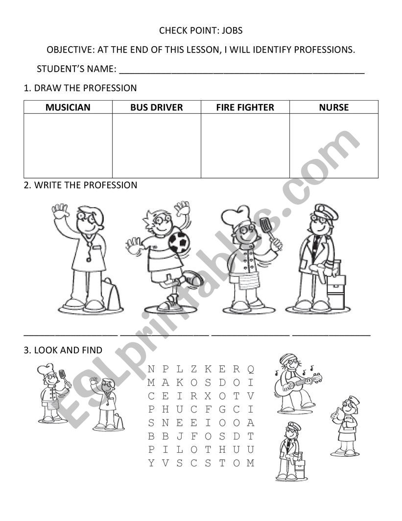 PROFESSIONS worksheet