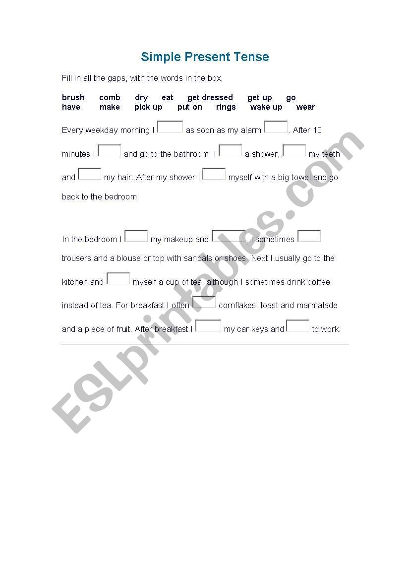 simple present tense test worksheet