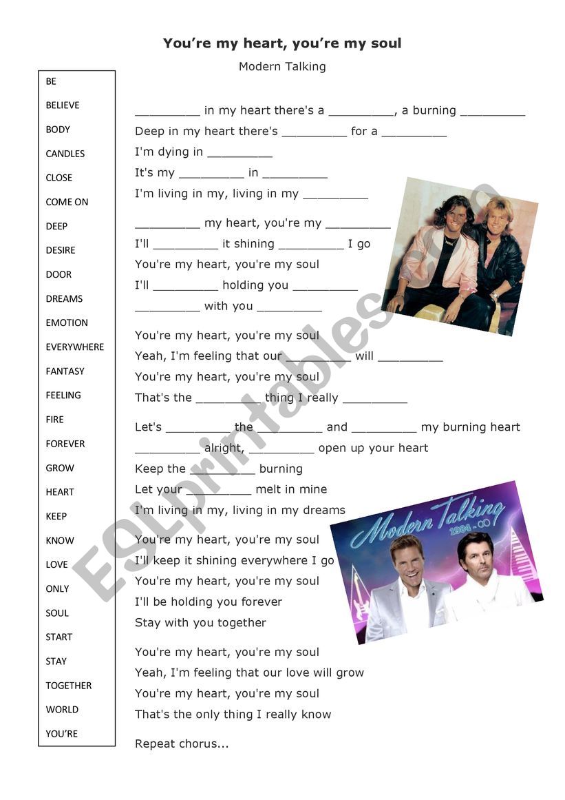 Song Activity - You are my heart, you are my soul - Modern Talking