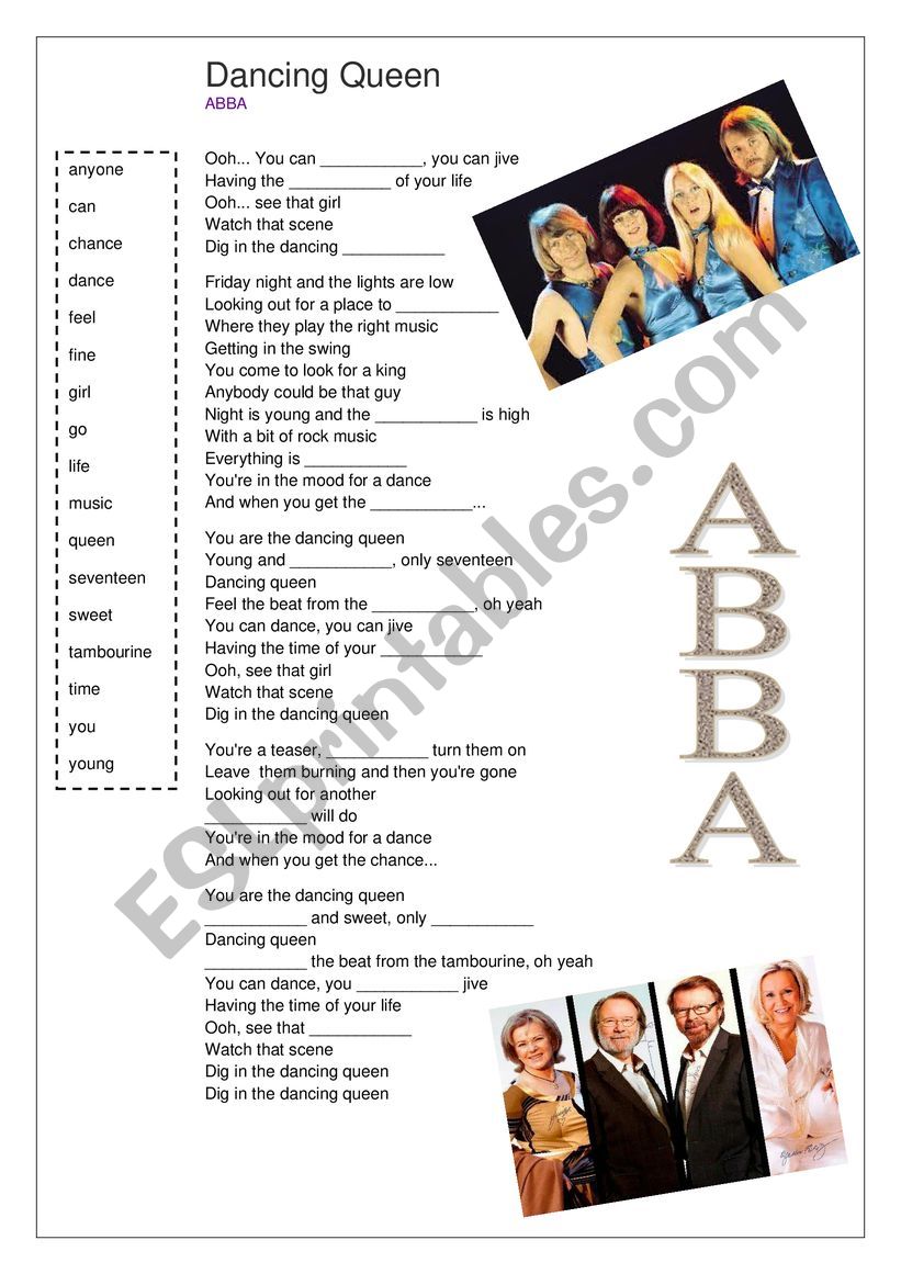 Song Activity - Dancing Queen - Abba