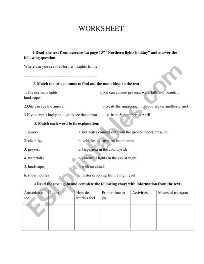 Worksheet- Unusual Holidays; Booklet