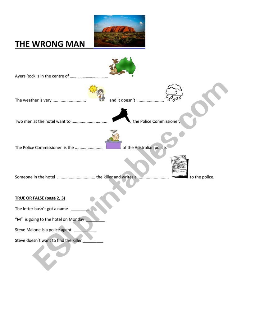 THE WRONG MAN worksheet