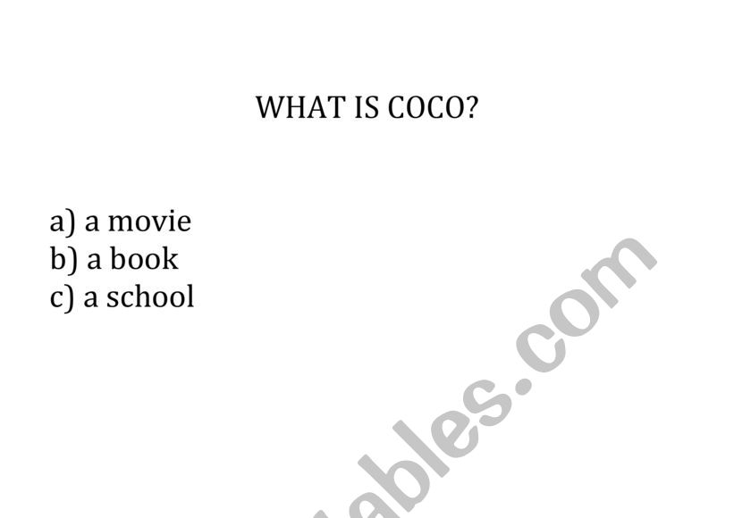 Coco Quiz Movie worksheet