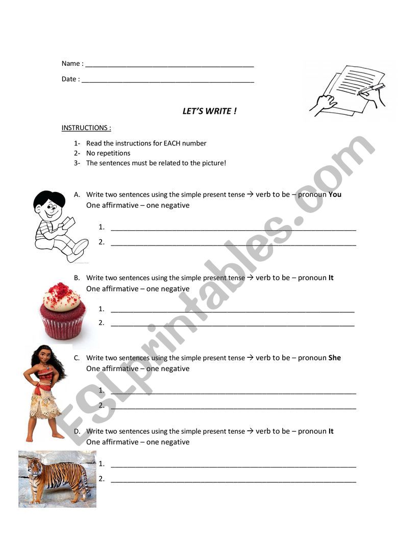 Lets write : simple present worksheet