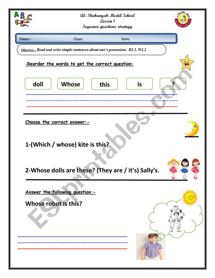 possession worksheet