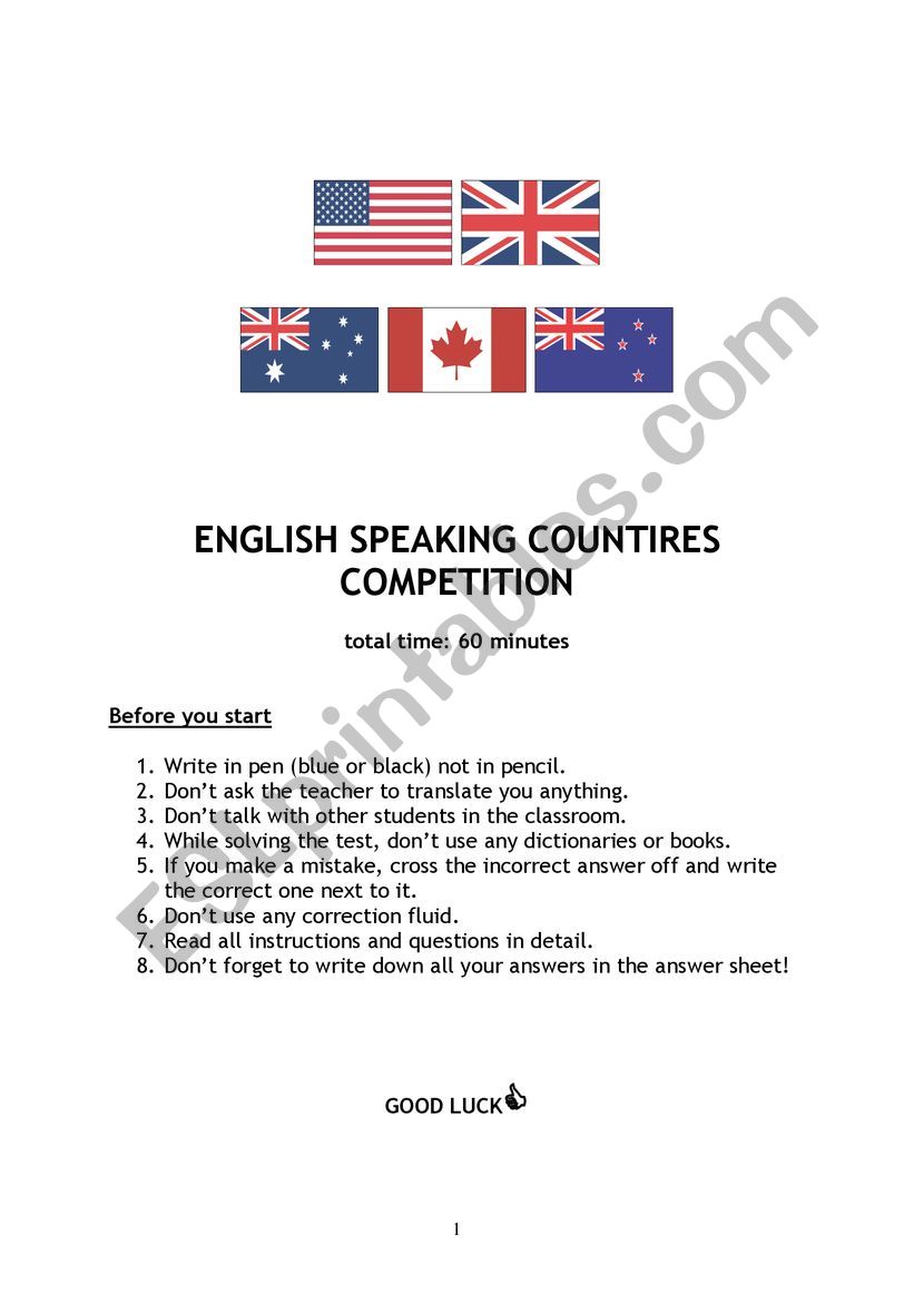 Learning about English speaking countries