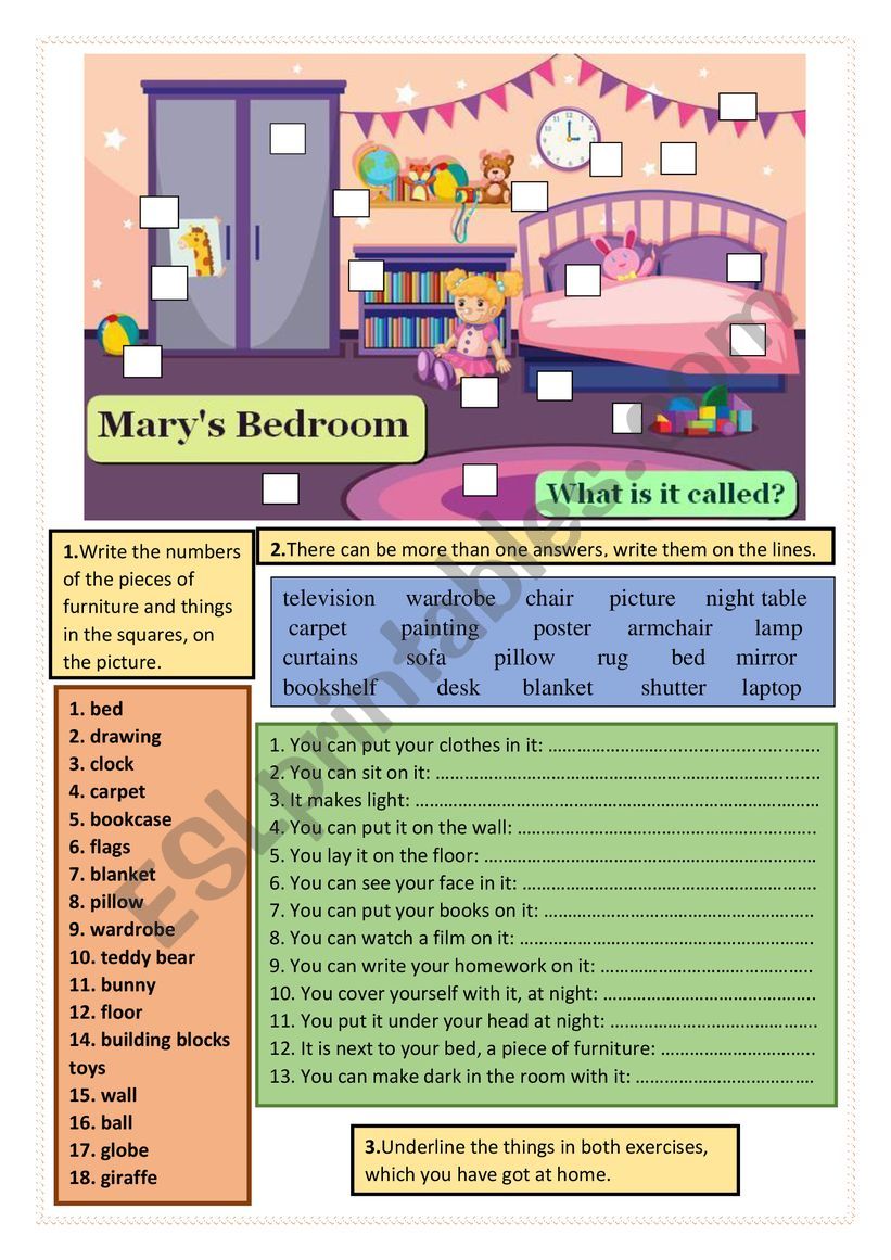 Mary´s Bedroom - ESL worksheet by christietakacs