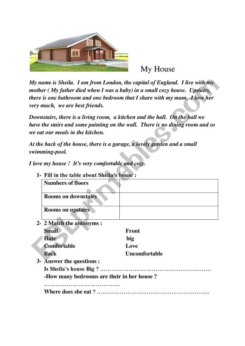 My house  worksheet