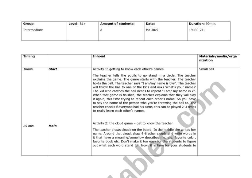 lesson plan worksheet