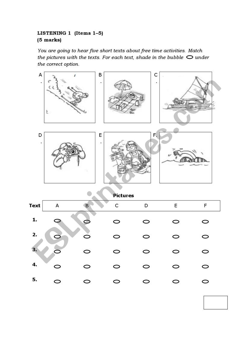 listening task worksheet