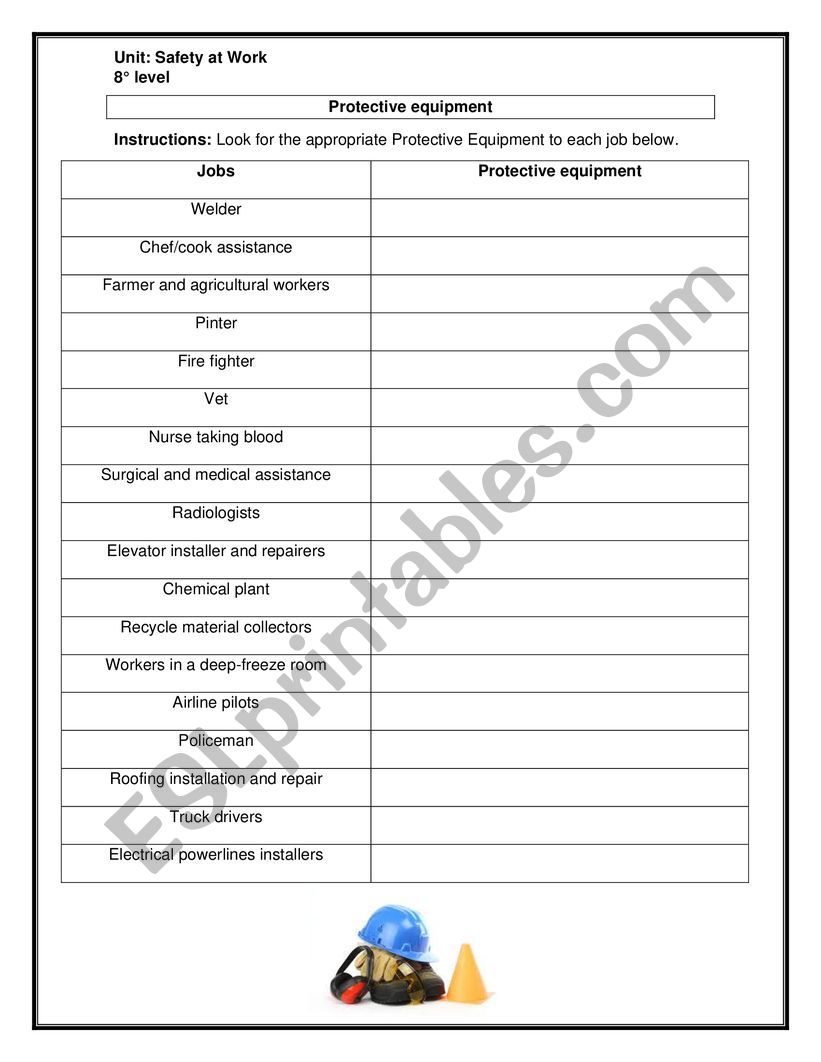 safety at work esl worksheet by crisoc