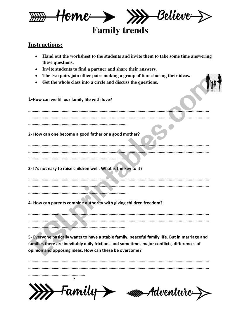 family trends worksheet