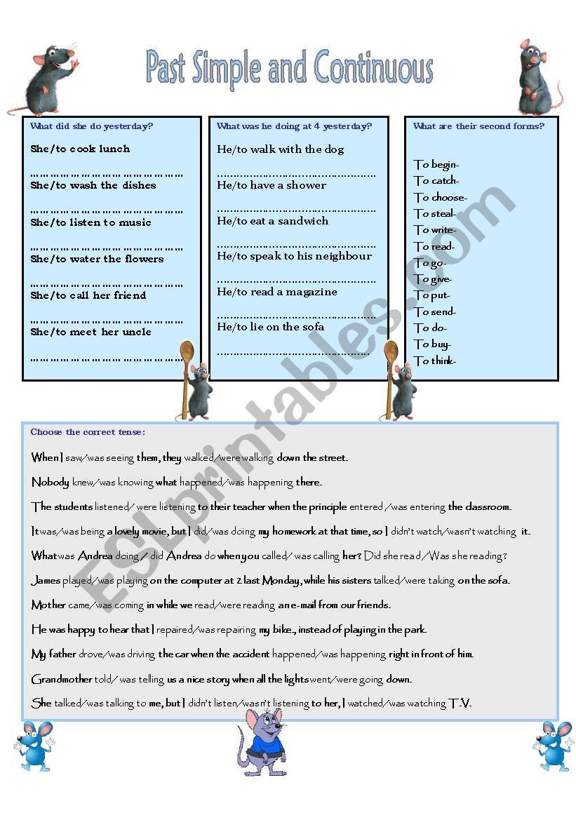 PAST SIMPLE AND CONTINUOUS worksheet