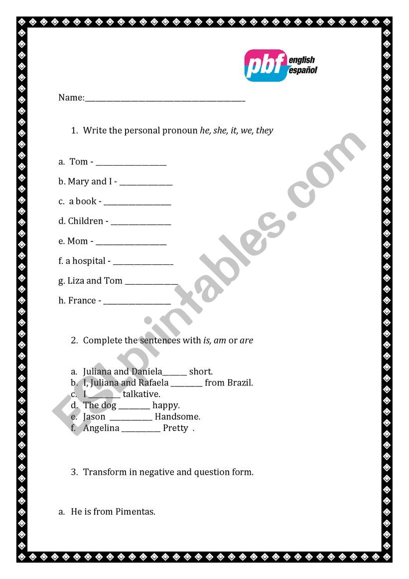 To be - ESL worksheet by VickyPlet