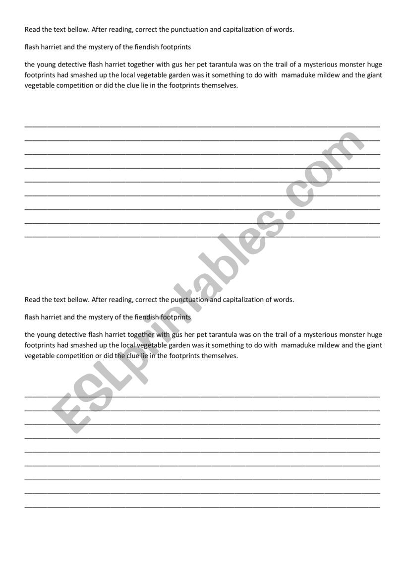 Punctuation - Writing worksheet